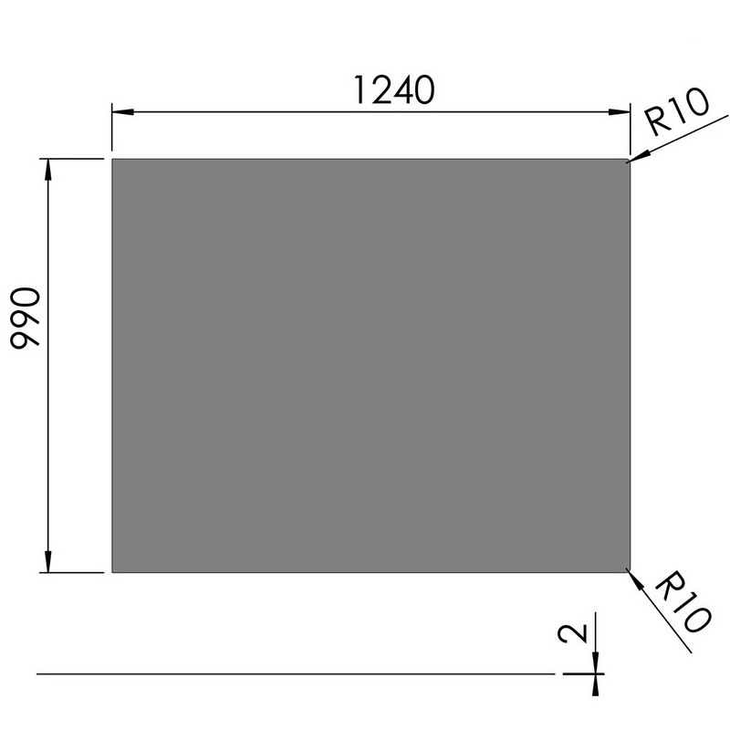 Stahlfunkenschutzplatte 1240 x 990 x 2 mm grau