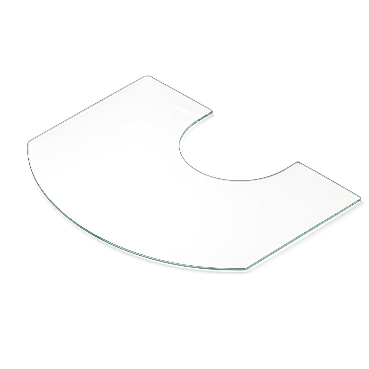 Glasplatte, Transparentes Glas, Gebogene Form, Halbrunde Aussparung