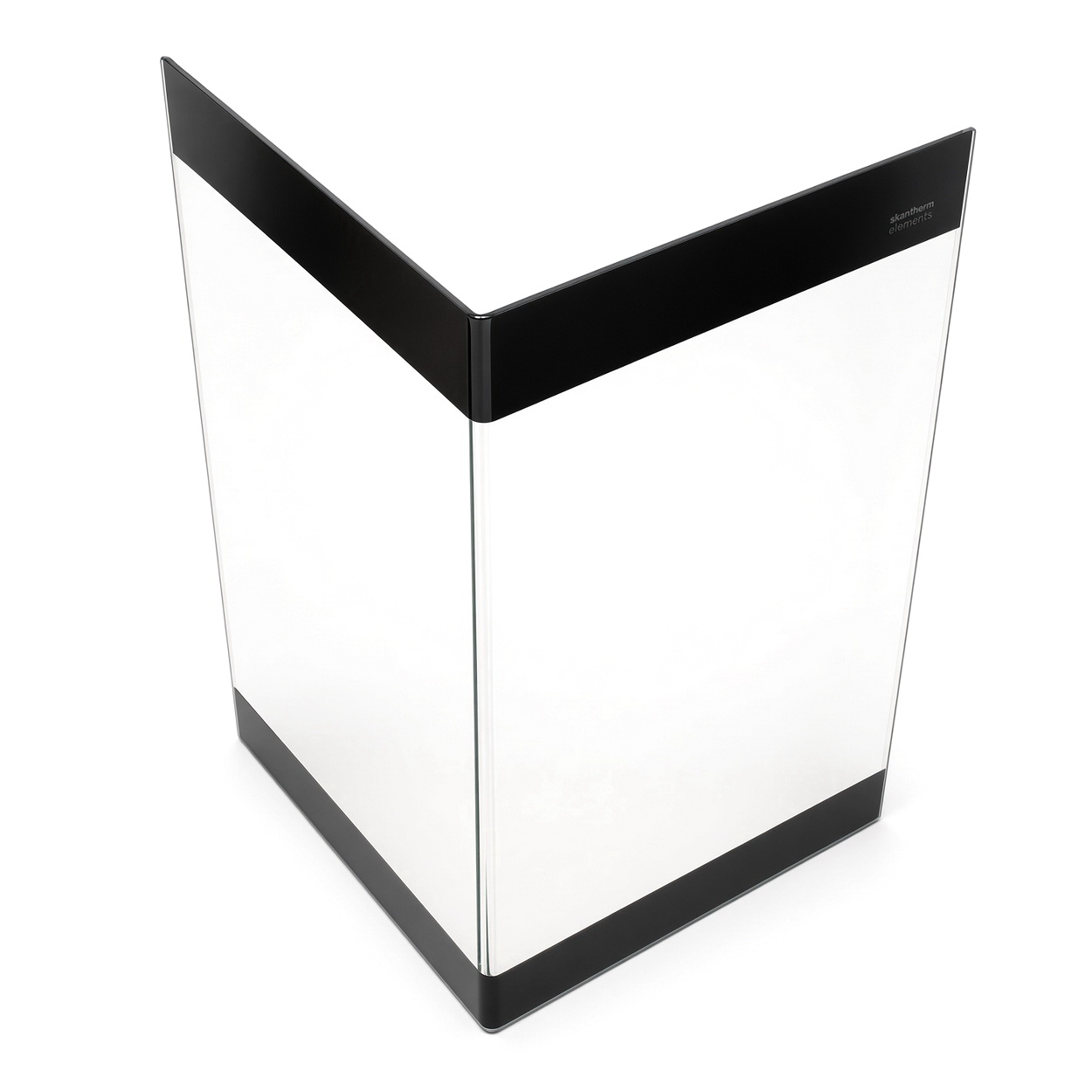 Glasvase, Transparentes Glas, Schwarzer Rand, Eckige Form