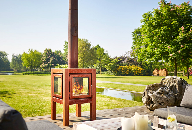 Quaruba L Gartenkamin mit 4 Scheiben