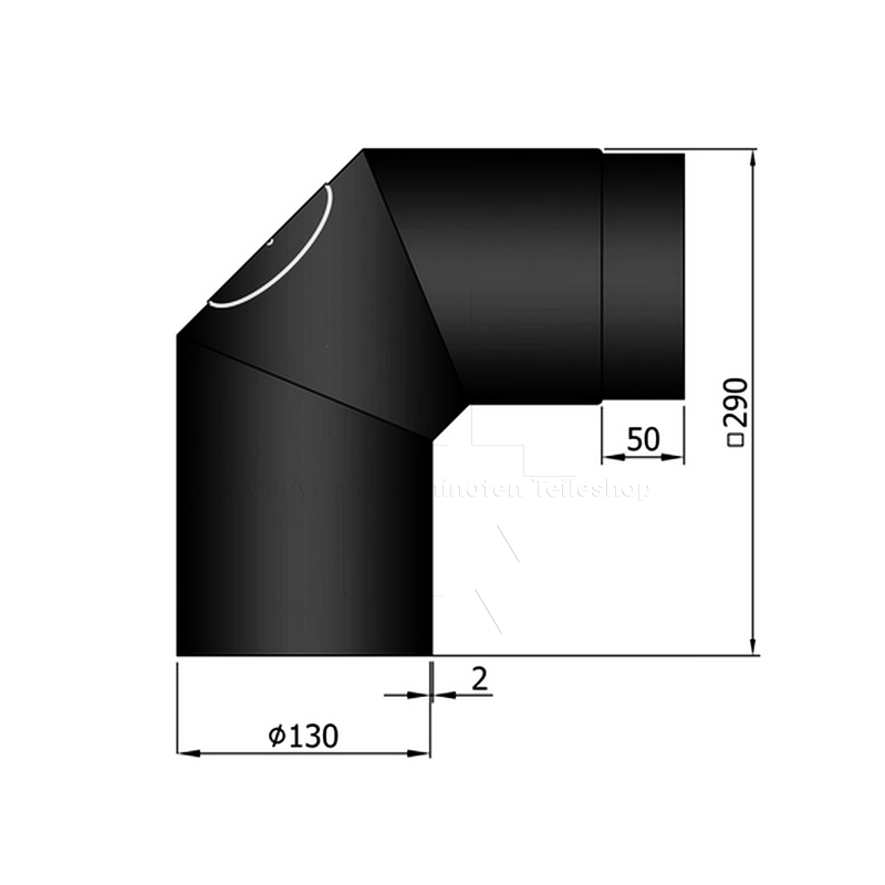 Rauchrohrwinkel 2 x 45° mit Revisionstür, ø 130 mm