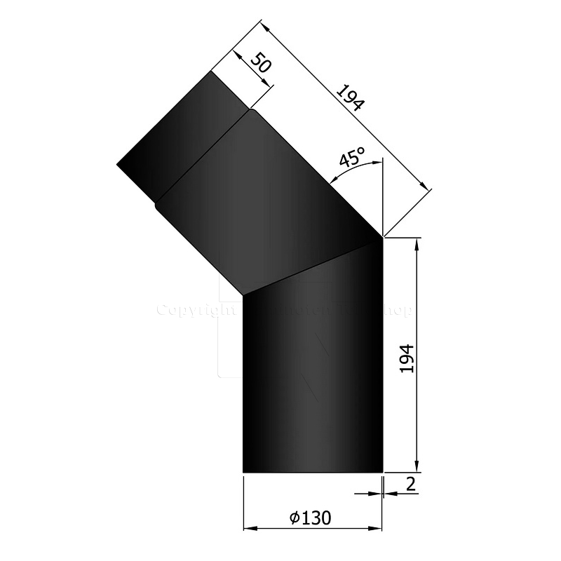 Rauchrohrwinkel 45° ø 130 mm