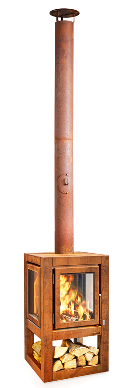 RB73 QUARUBA XL mobile Gartenkamin fahrbar freigestellt