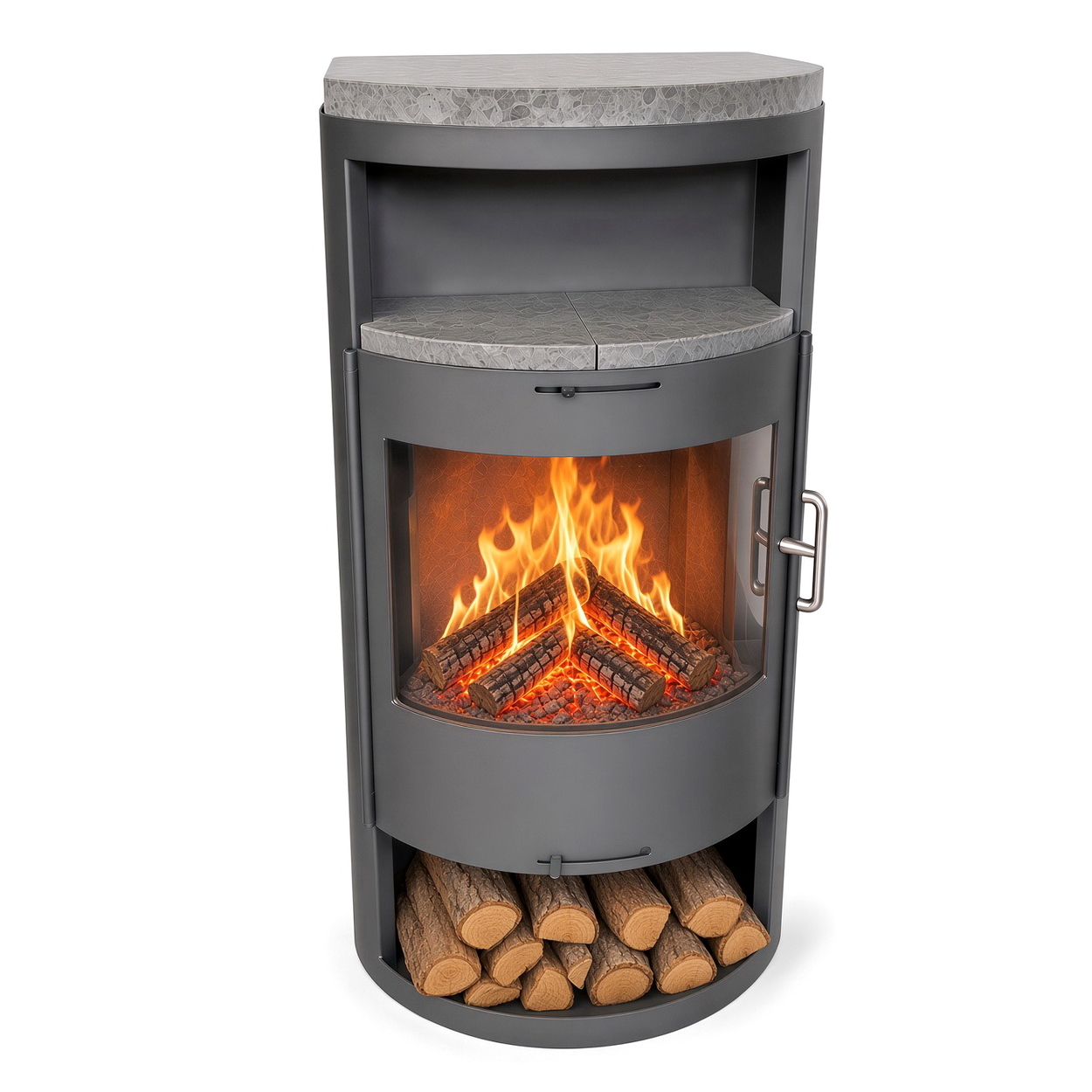 Kamin, Stahlkamin, Holzofen, Feuerstelle, Brennmaterial-Stauung