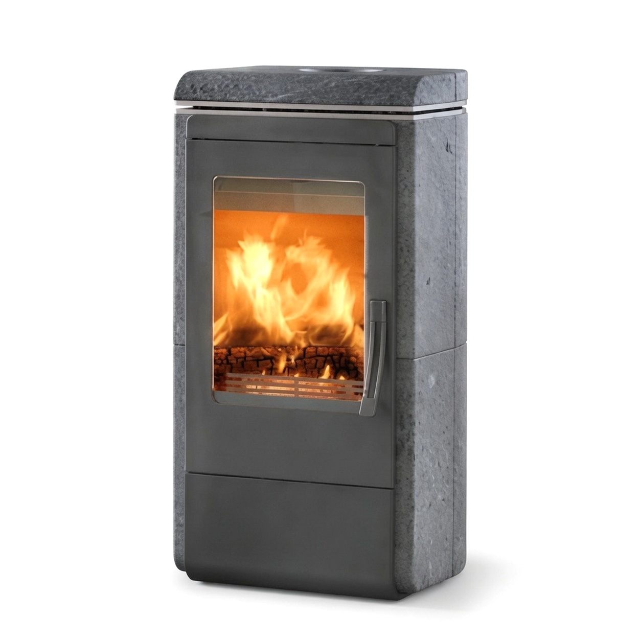 Kamin, Holzofen, Steinverkleidung, Feuer, Glasscheibe