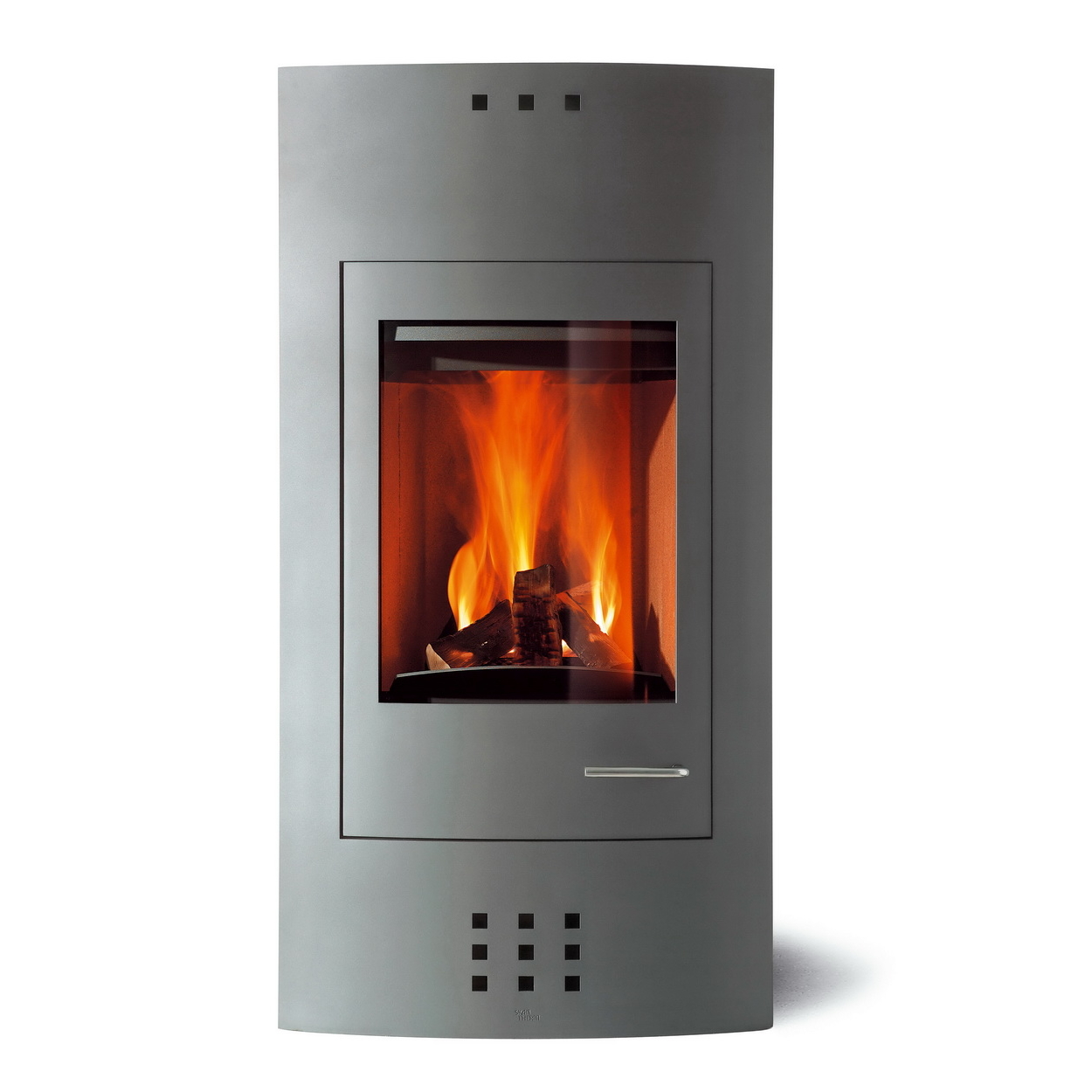Kamin, Stahl, Frontglas, Flammen, Holzfeuer