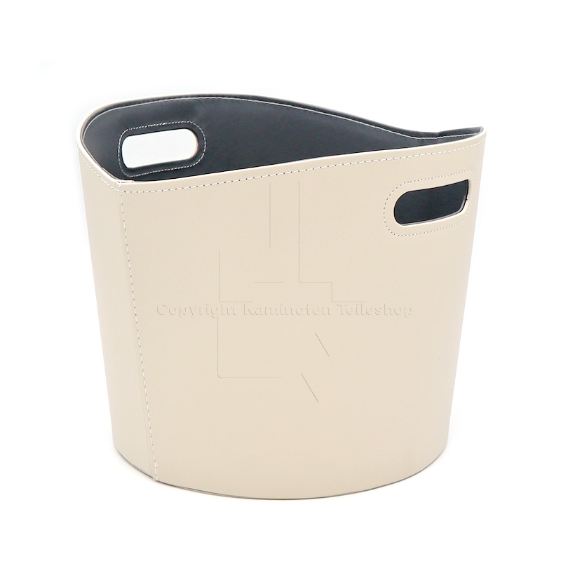 Kaminholzkorb beige aus Lederimitat