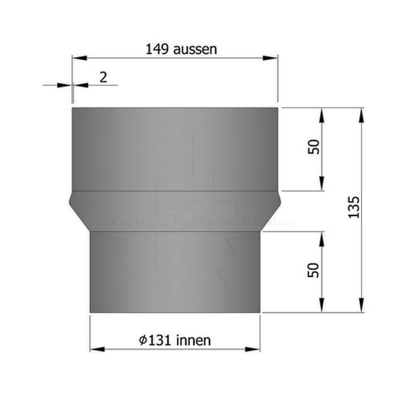 Rauchrohrerweiterung 130 - 150 mm gussgrau