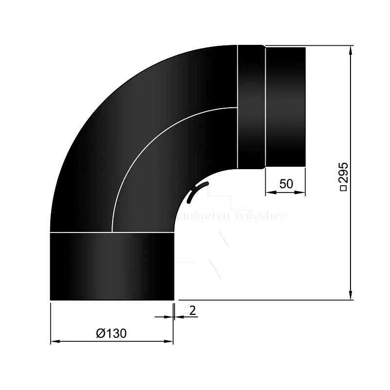 Rauchrohrbogen 90° mit Revisionstür, ø 130 mm