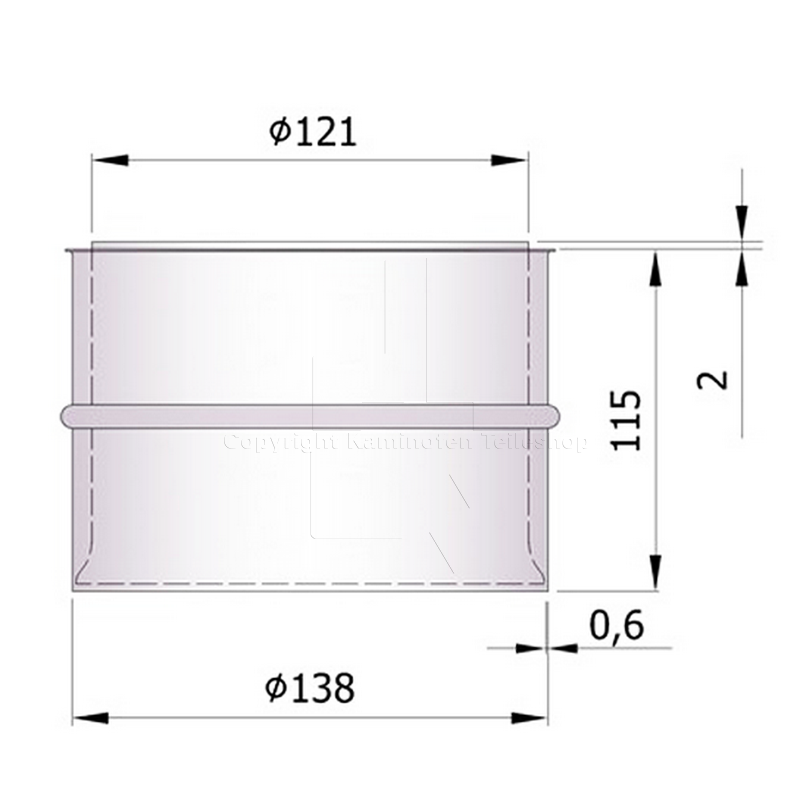 Wandfutter ø 125 / 130 mm Maßzeichnung