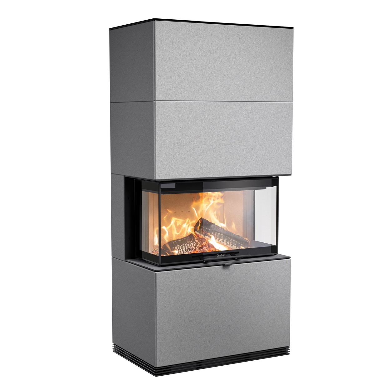 Kamin, Gaskamin, Sichtscheibe, Stahlkorpus, Gesteinverkleidung
