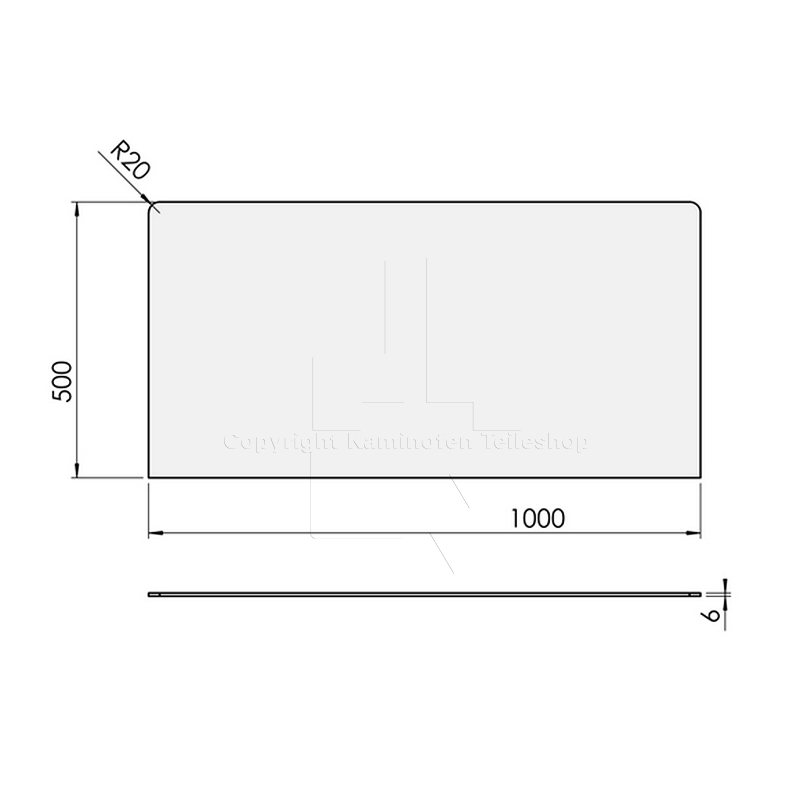 Funkenschutz-Vorlegeplatte aus Glas 500 x 1000 mm