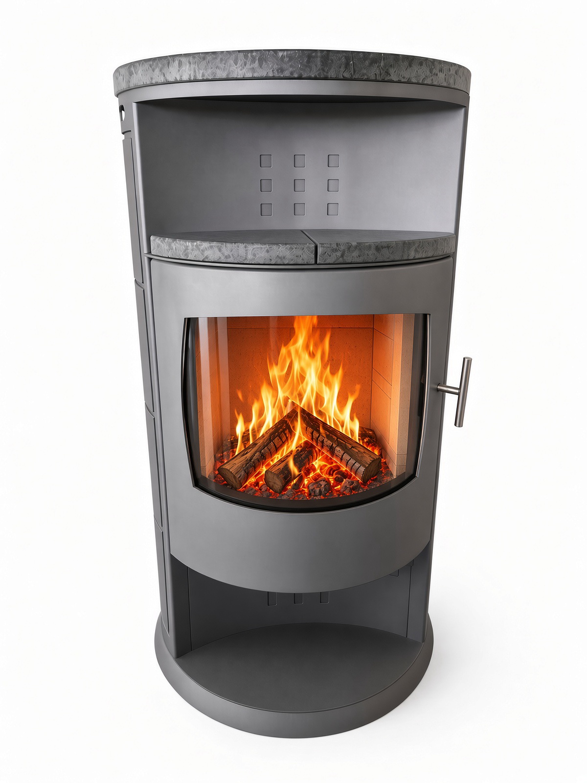 Kaminofen, Gestein, Feuerkorb, Glasfront, Holzfeuer