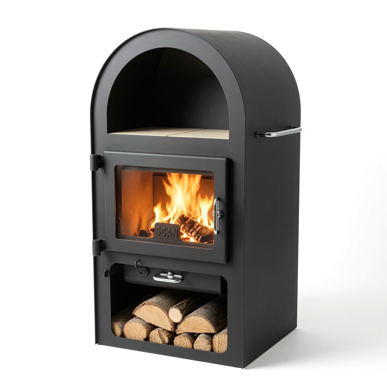Ofen, Holzofen, Kamin, Feuerholzaufbewahrung, Metallofen