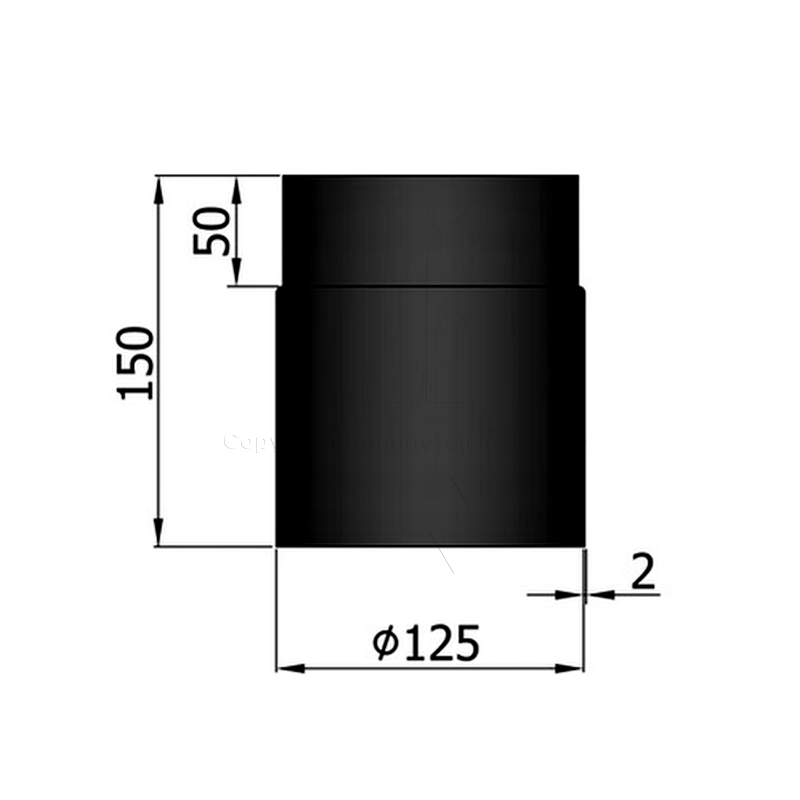 Rauchrohr 150 mm, ø 125 mm, schwarz