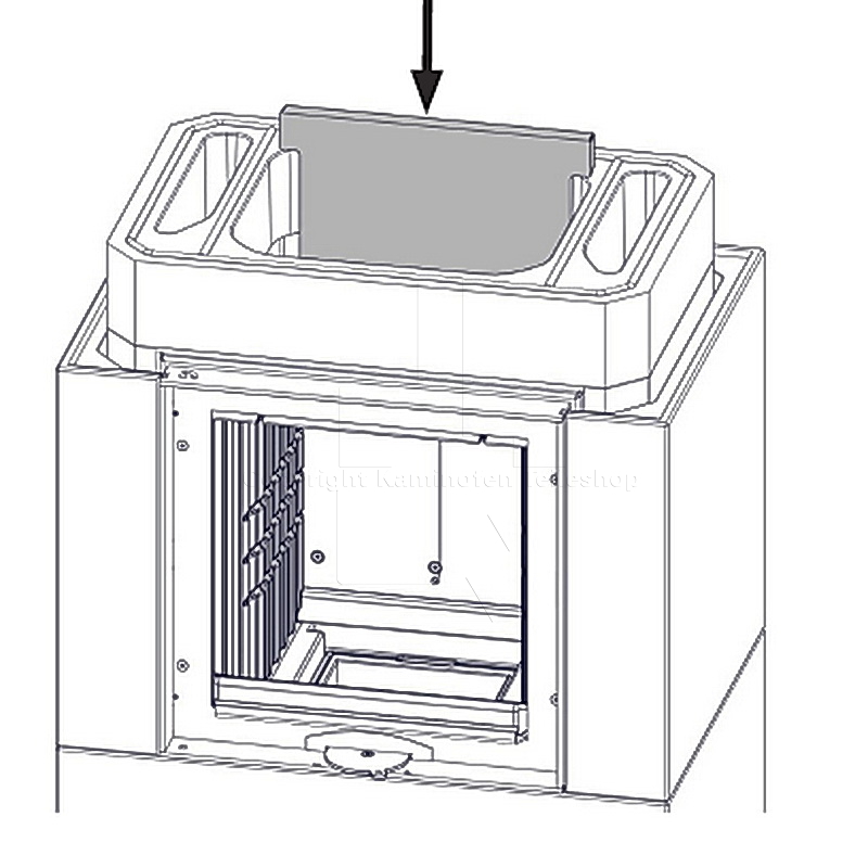 Nordpeis Salzburg M II hinterer Stein über der Brennkammer-Positionszeichnung