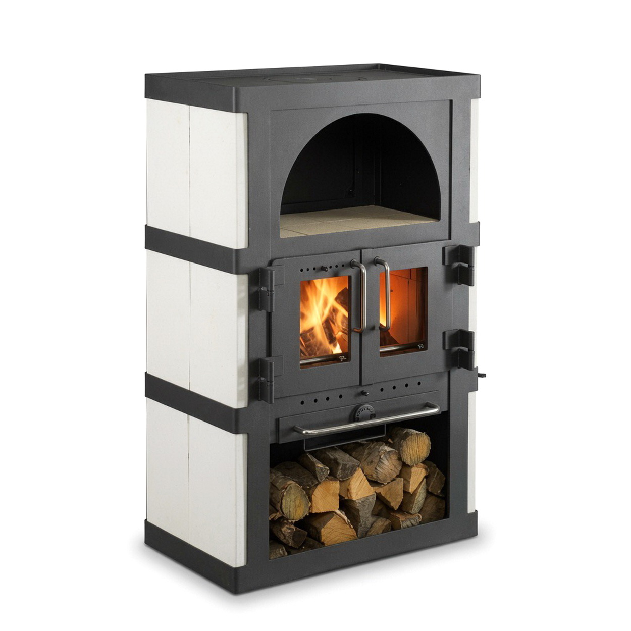 Ofen, Holzofen, Kamin, Feuerholzaufbewahrung, Metallofen