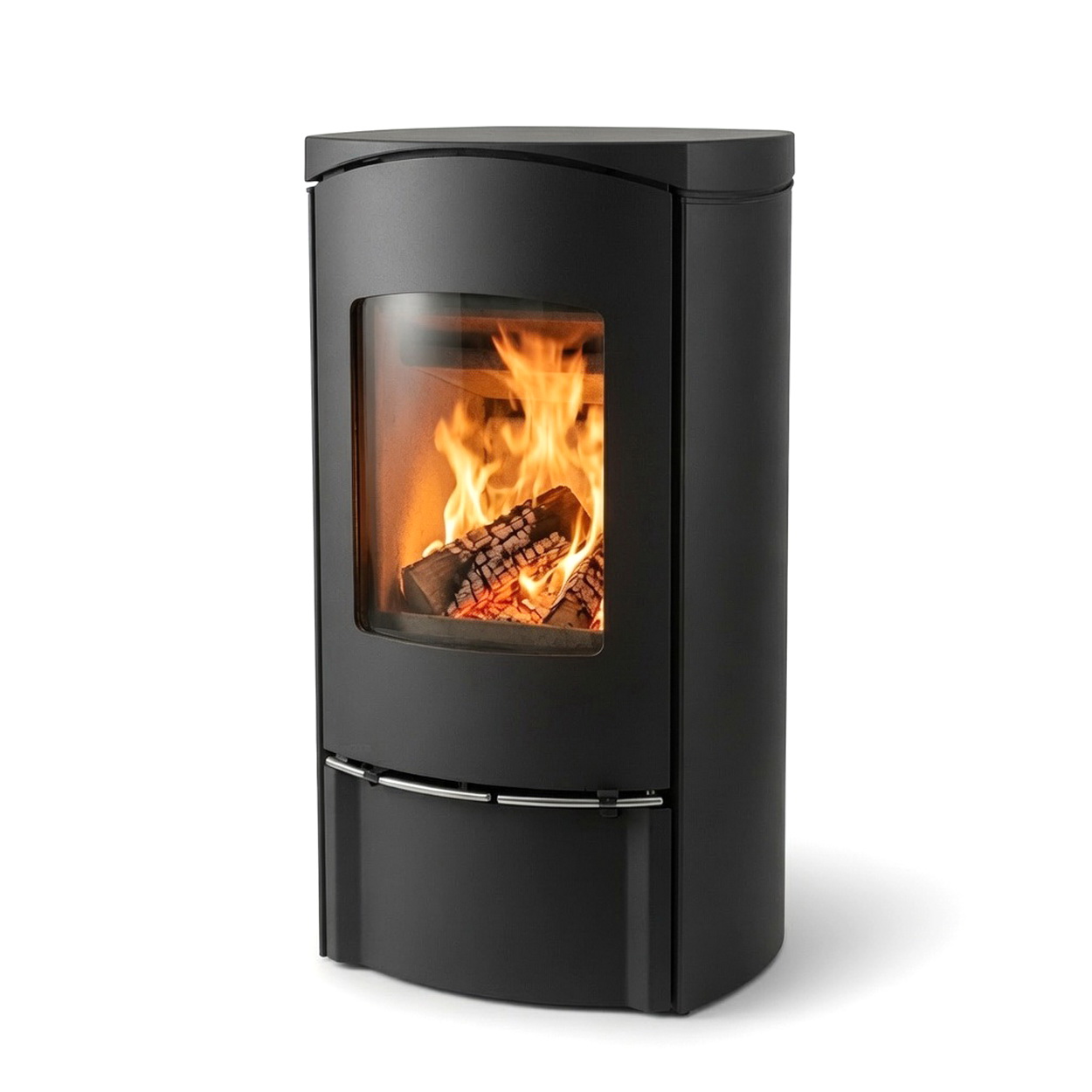 Kamin, Gelehrter Ofen, Holzofen, Flammenofen, Glasfront