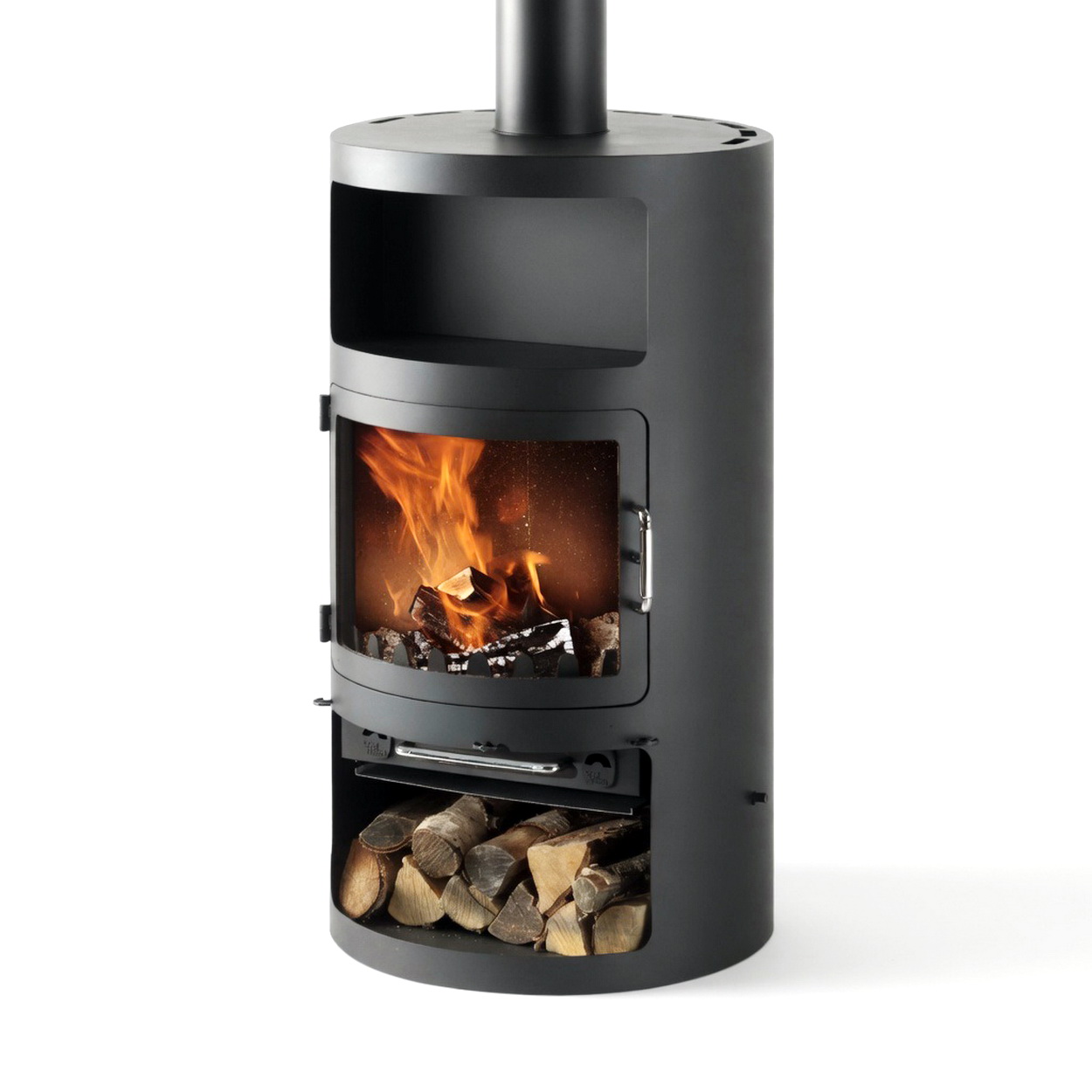Holzofen, Kaminofen, Lagerung Holz, Stahlofen, Holzfeuer