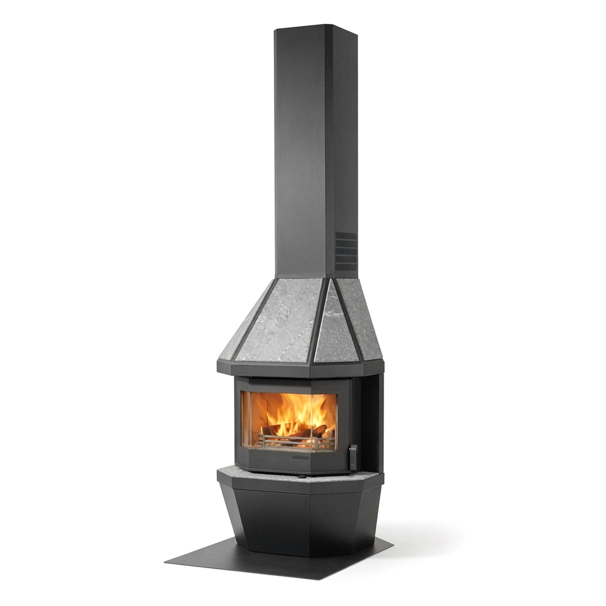 Kamin, Kaminofen, Gehäusegrau, Sichtfenster, Flamme