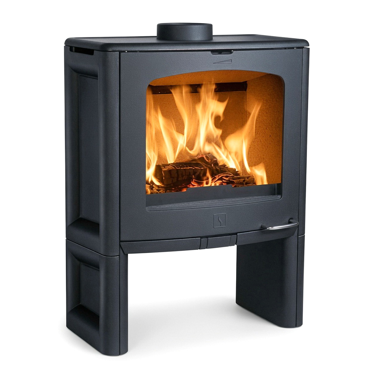 Kaminofen, Holzfeuer, Gusseisen, Glasfront, Standfuß