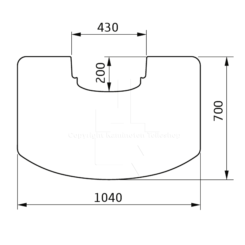 Contura 896 Style Glasvorlegeplatte mit Maßen