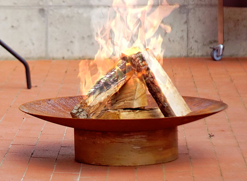 Feuerschale Gedi ø 80 x 20 cm und Fuß aus Rohstahl rostend