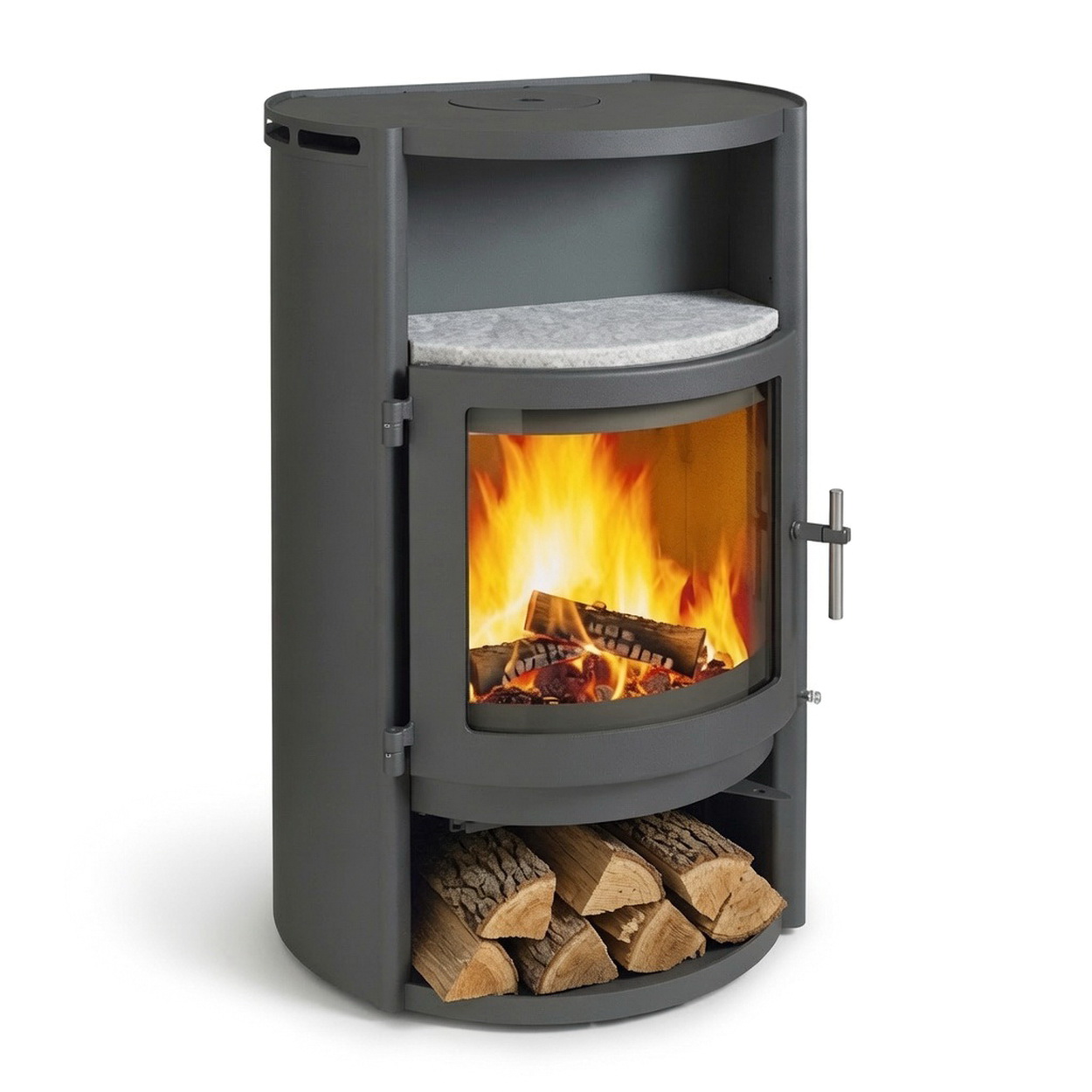 Kaminofen, Holzofen, Feuerstelle, Holzlager, Feuerholzlager