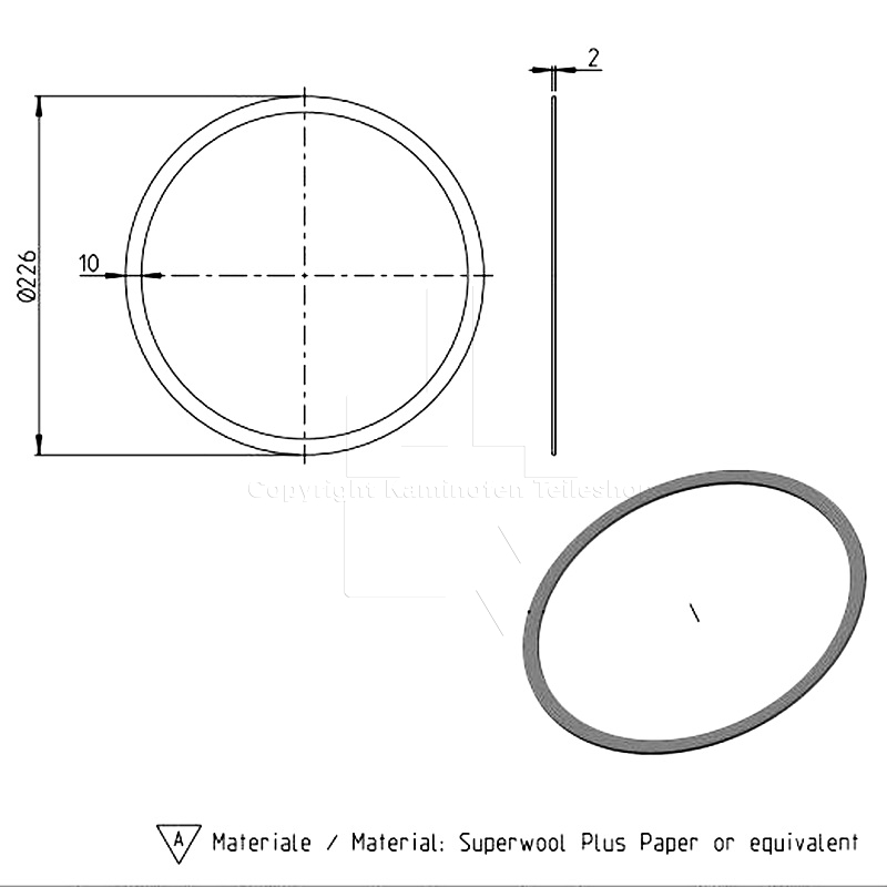 Jotul I 18 Dichtring für Abgasstutzen - Zeichnung