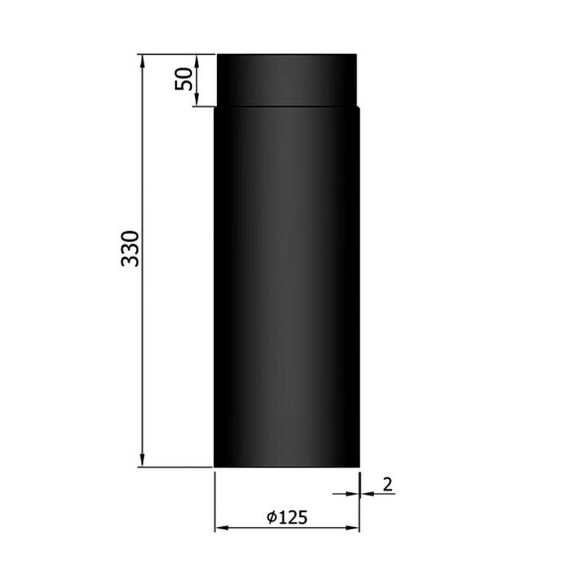 Rauchrohr 330 mm, ø 125 mm, schwarz