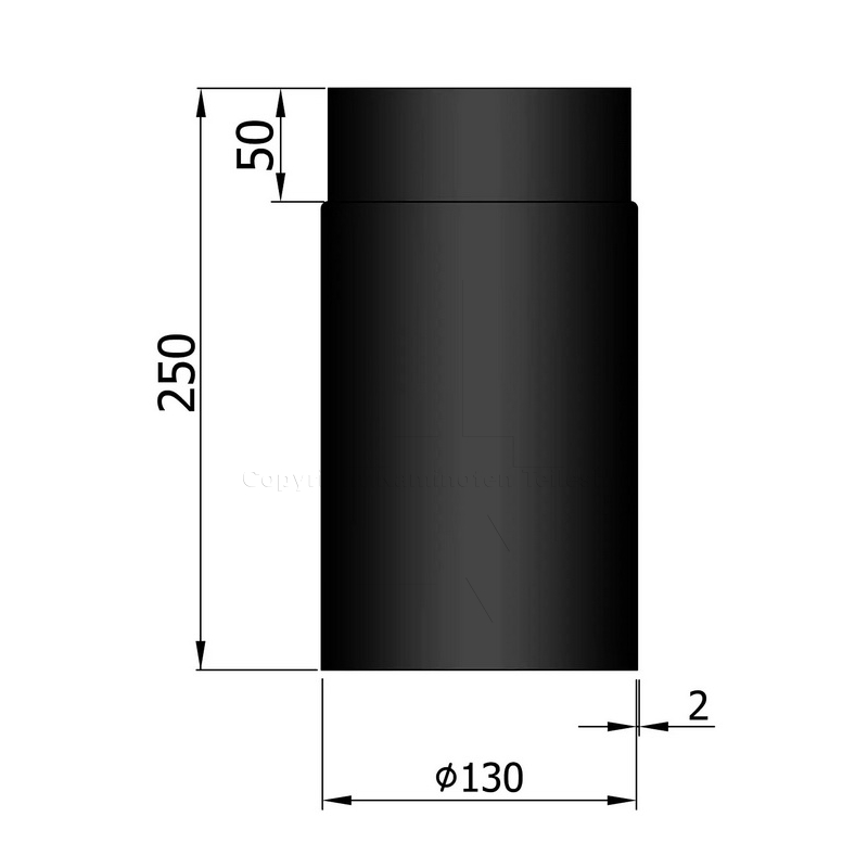 Rauchrohr 250 mm, ø 130 mm, schwarz