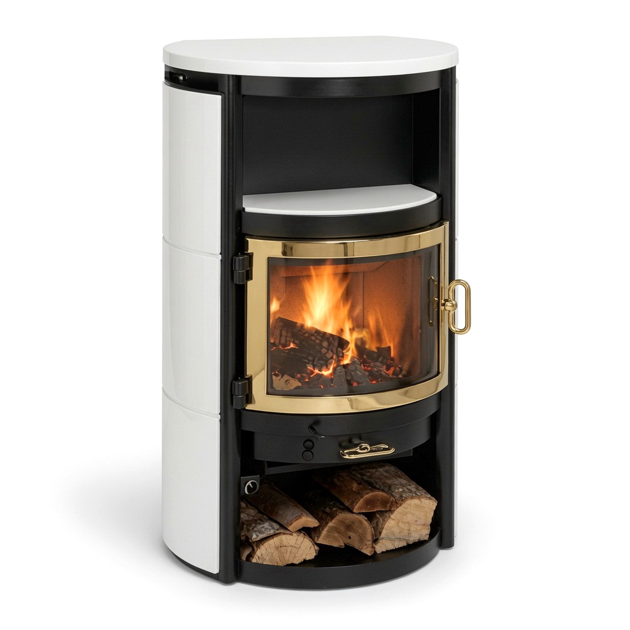 Kamin, Pelletkamin, Gusseinsatz, Holzscheite, Schlitzplatz