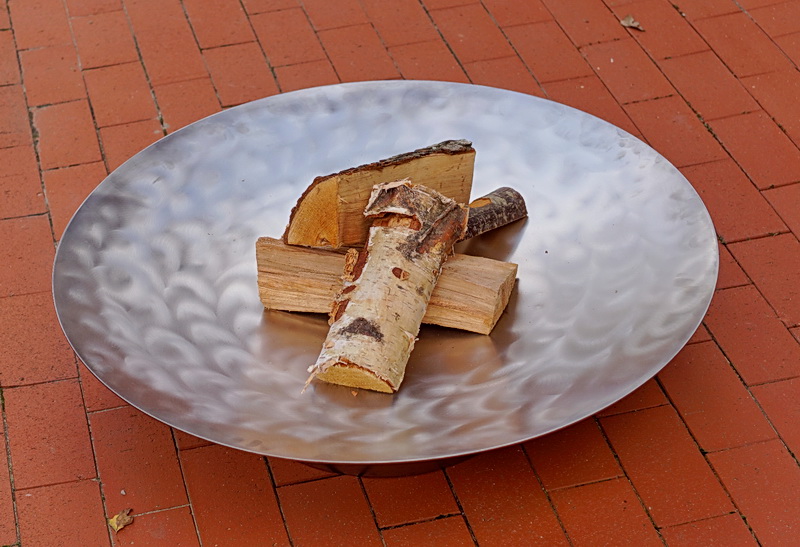 Feuerschale Gedi ø 58 x 13,6 cm aus Edelstahl mit Holz