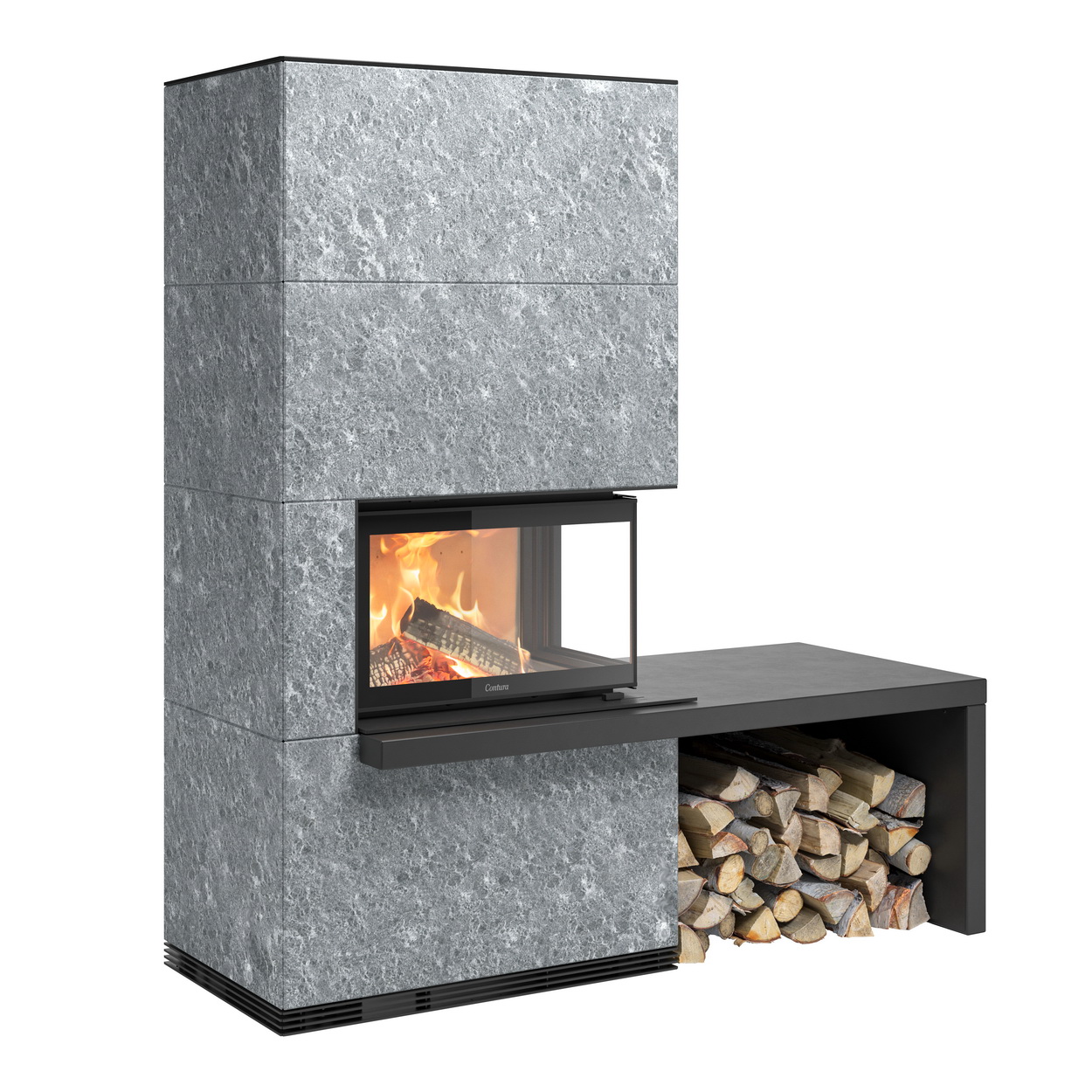 Kamin, Speckstein, Gaskamin, Feuerstelle, Holzkorb