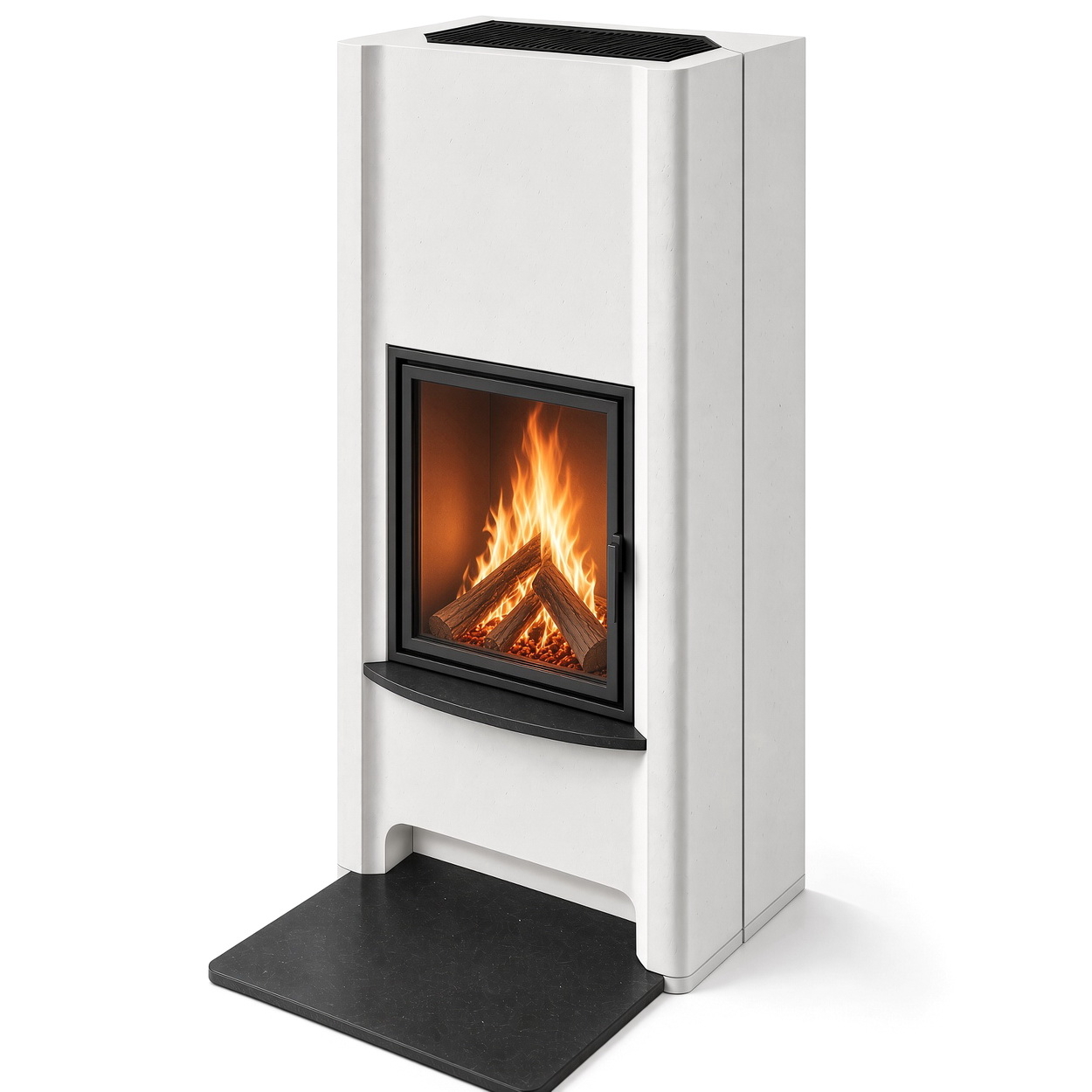 Kaminofen, Gute sicht Feuer, Holzfeuer, Stahlkamin, Gehäuse grau, Kamin, Gaskamin, Feuerstelle, Holzfeuer, Standgerät