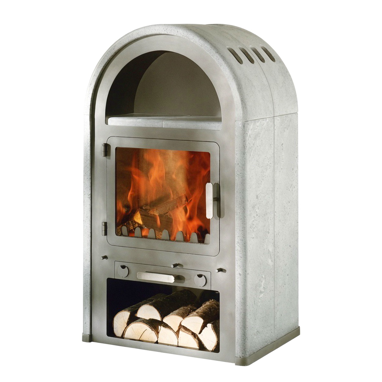 Kaminofen, Holzofen, Feuerstelle, Gusseisen, Holzstapel
