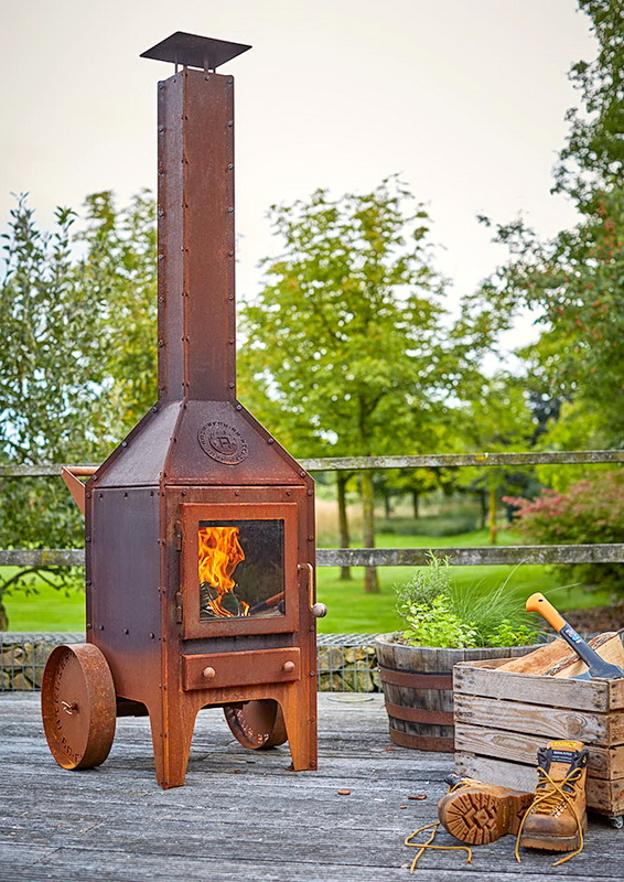 RB73 Bijuga Gartenkamin fahrbar mit 2 Rädern