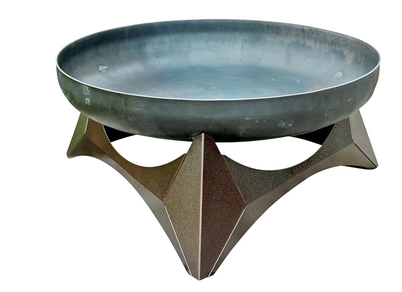 Feuerschale Asmara aus Rohstahl, ø 63 x 31 cm  mit Fuß aus kupferfarbig pulverbeschichtetem Edelstahl