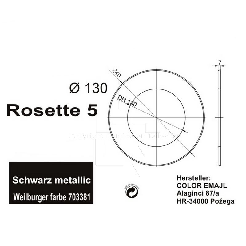 Rosette 50 mm, ø 130 mm, schwarz - Details