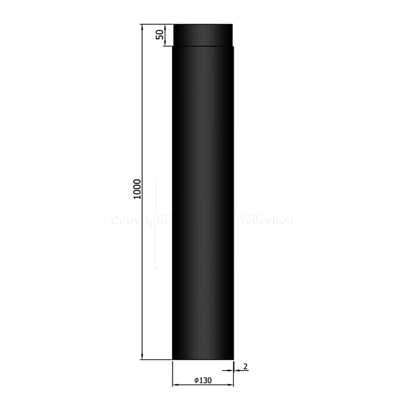 Rauchrohr 1000 mm, ø 130 mm, schwarz