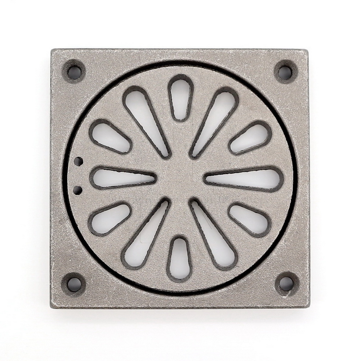 abflussdeckel, rund, metall, grillmuster, flache platte