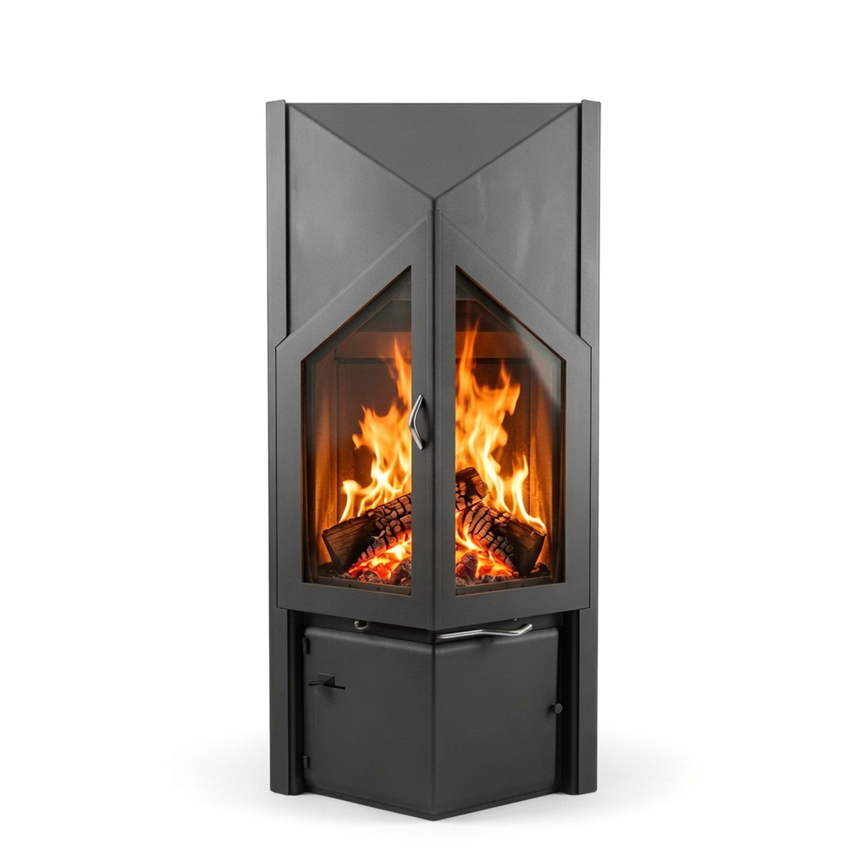 Kamin, Glasfront, Holzfeuer, Ofen mit Sichtfenster, Stahlkamin