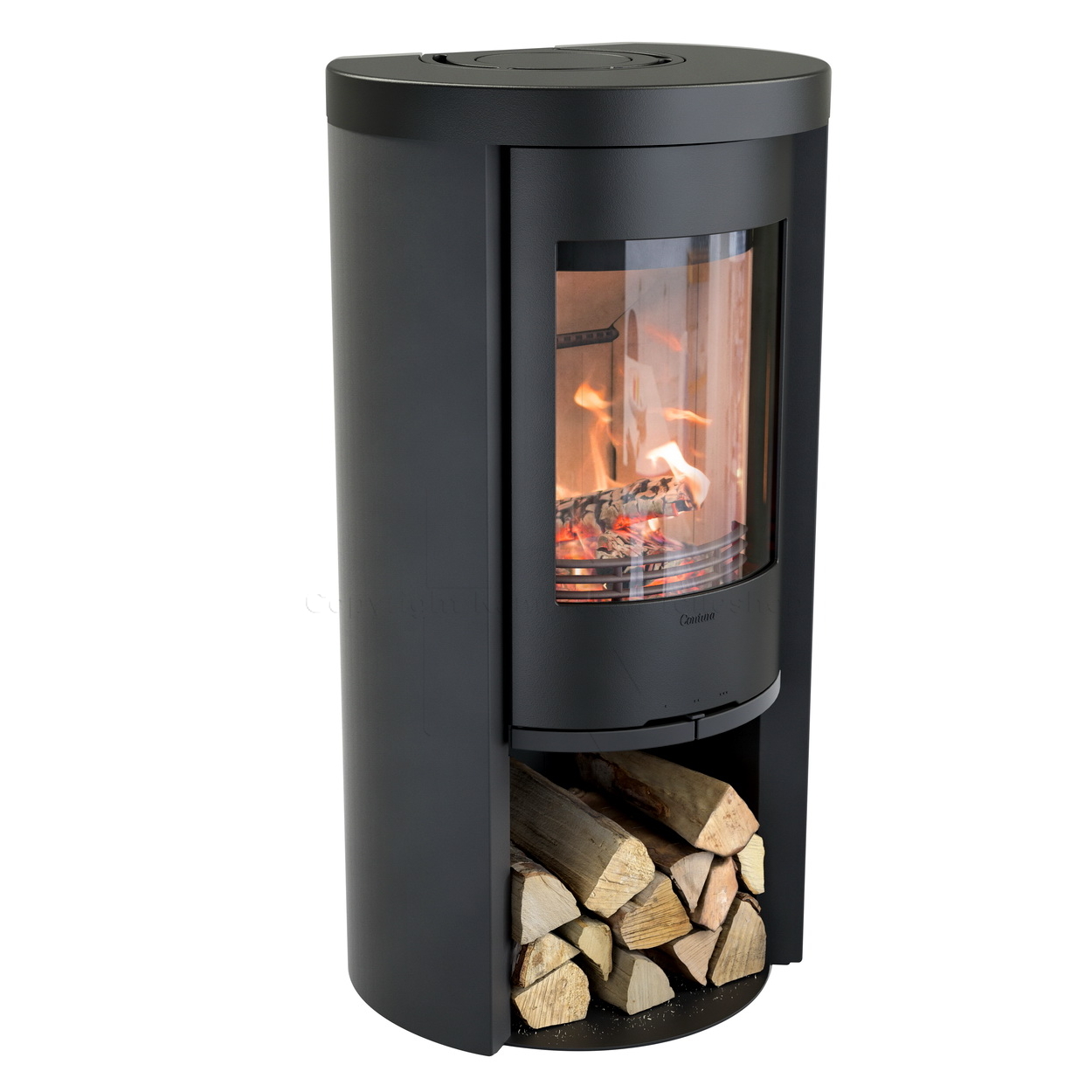 Kamin, Standsherd, Holzfeuer, Glastür, Feuerholzaufbewahrung