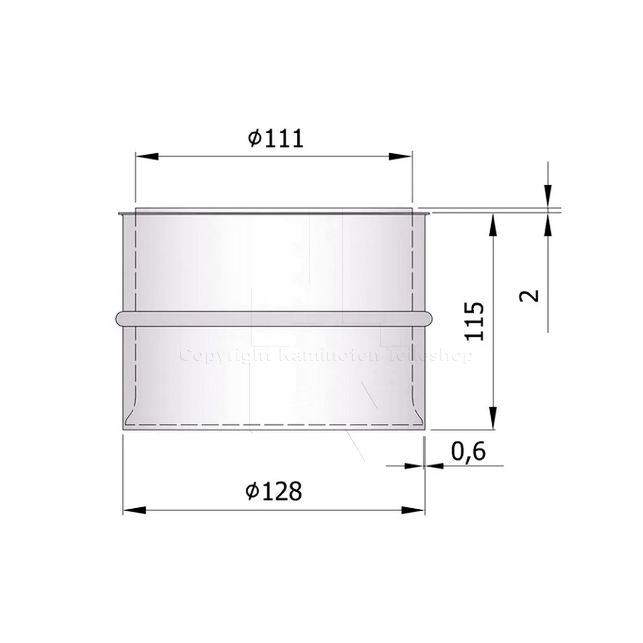 Essenfutter ø 120 mm doppelwandig - Maße