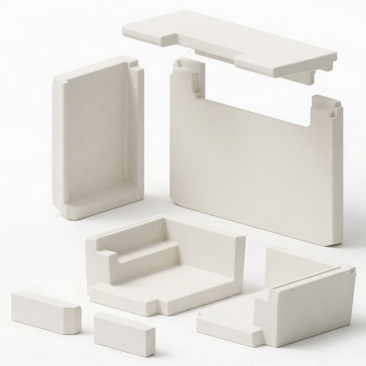 porzellan, keramik, modular, weiß, set