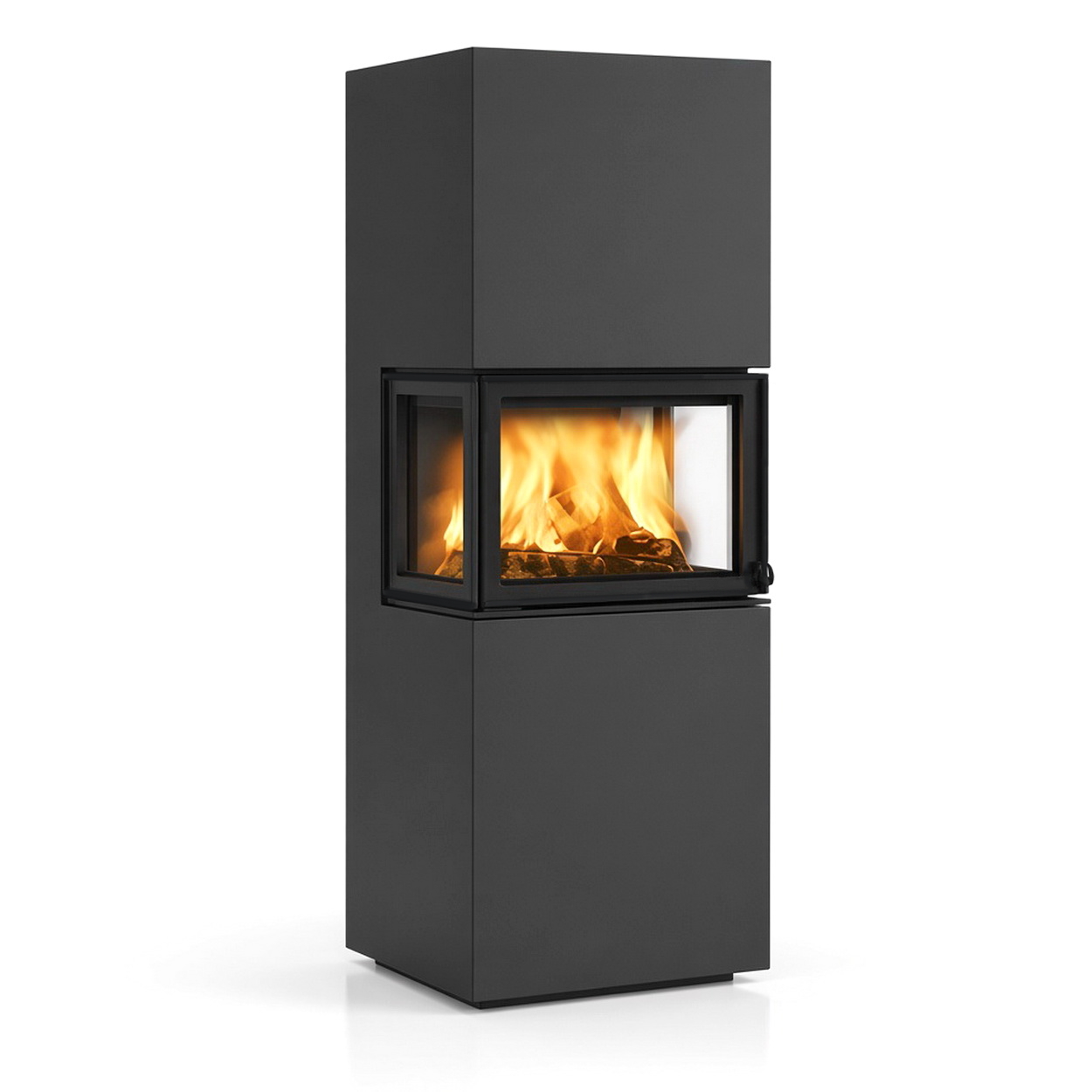 Ofen, Kamin, Holzofen, schwarz, Glasfront