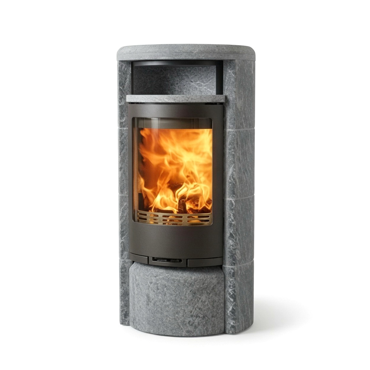 Kamin, Gussstein, Steinkachel, Gesteinslater, Kaminscheibe