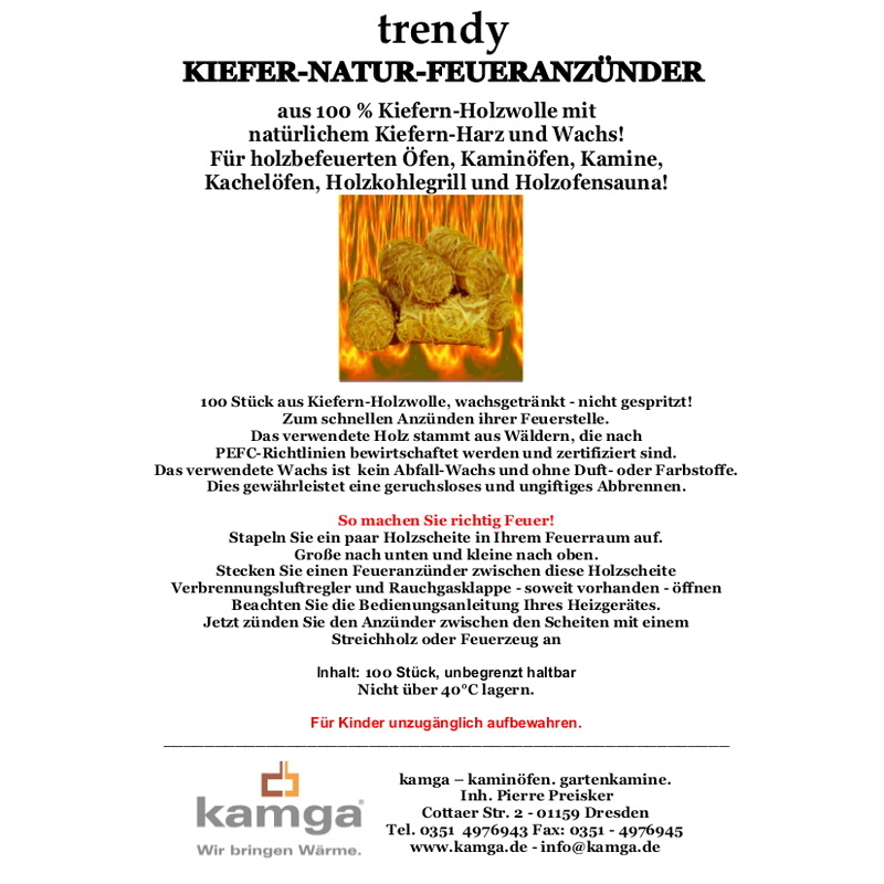Anzünder Merkblatt