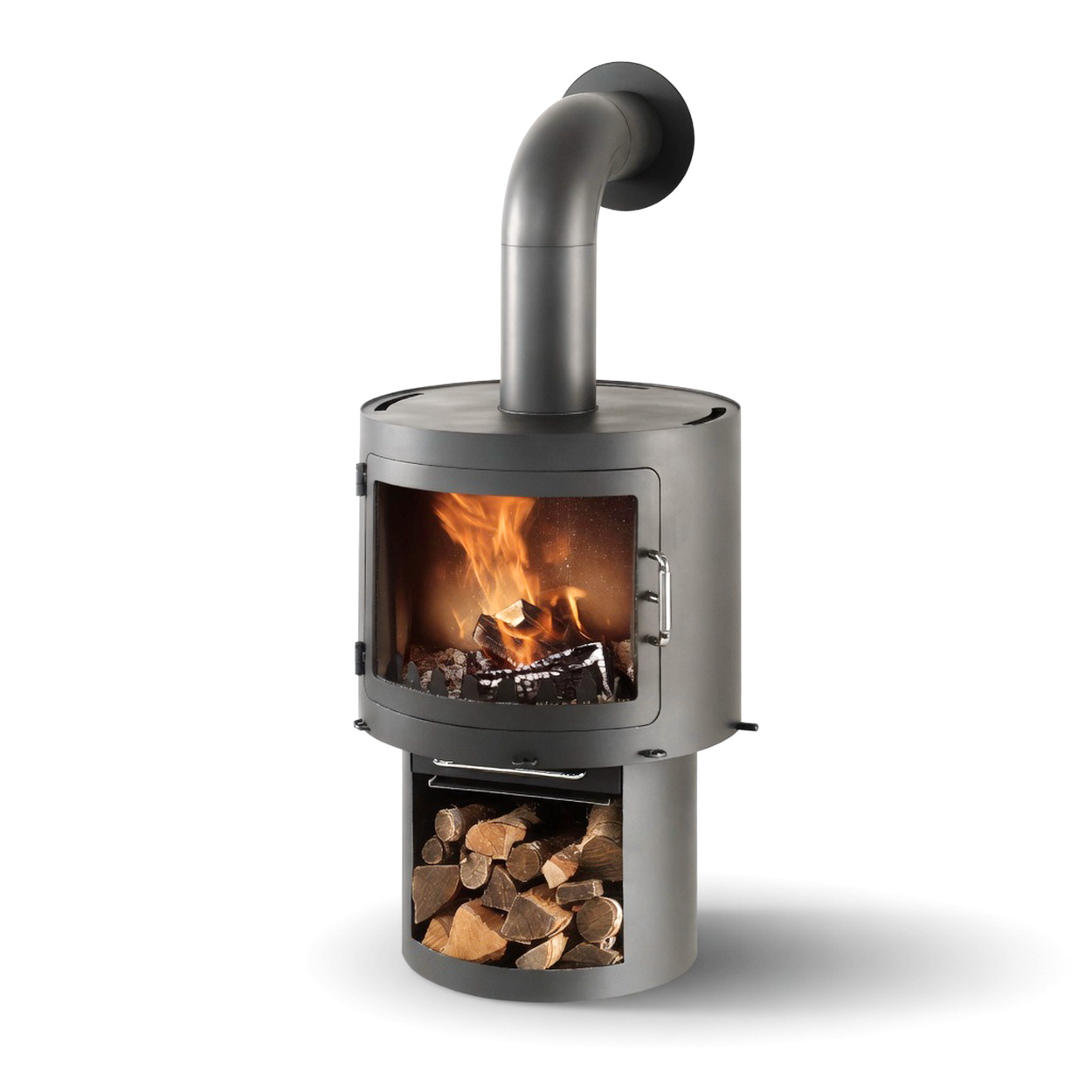Kamin, Stahlkamin, Holzofen, Feuerholzfach, Rauchabzug