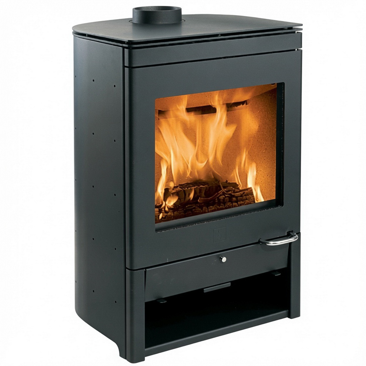Kamin, Holzofen, Glasfront, Schwarz, Feuerstelle